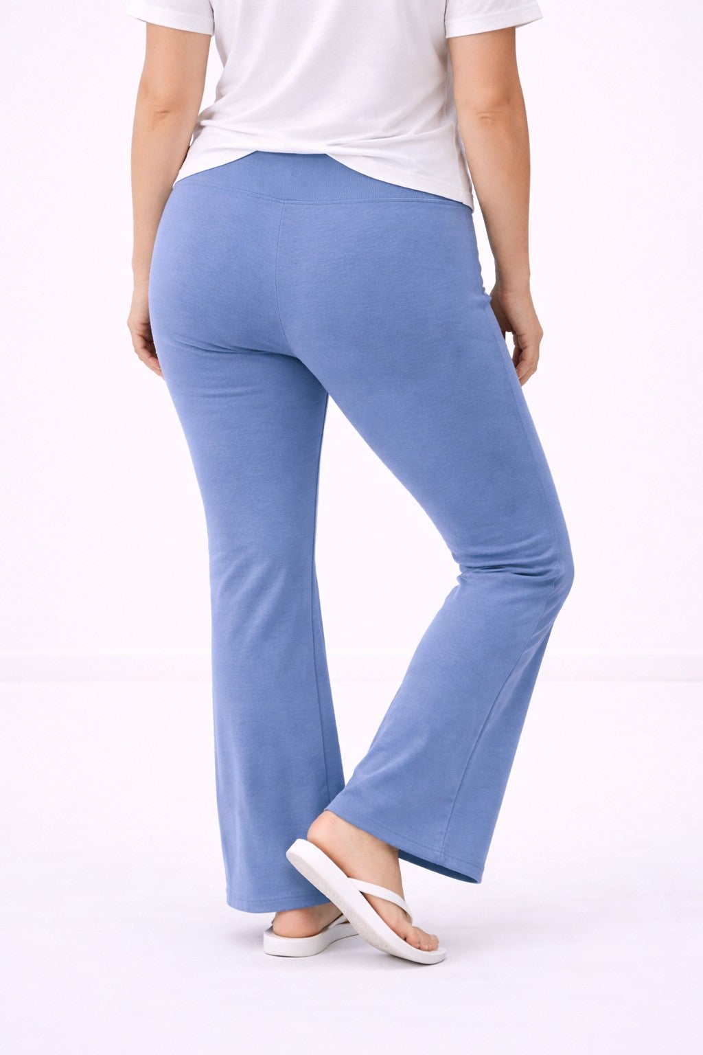 Cotton Spandex Full Length Bootcut Flat Waistband Leggings image number 1