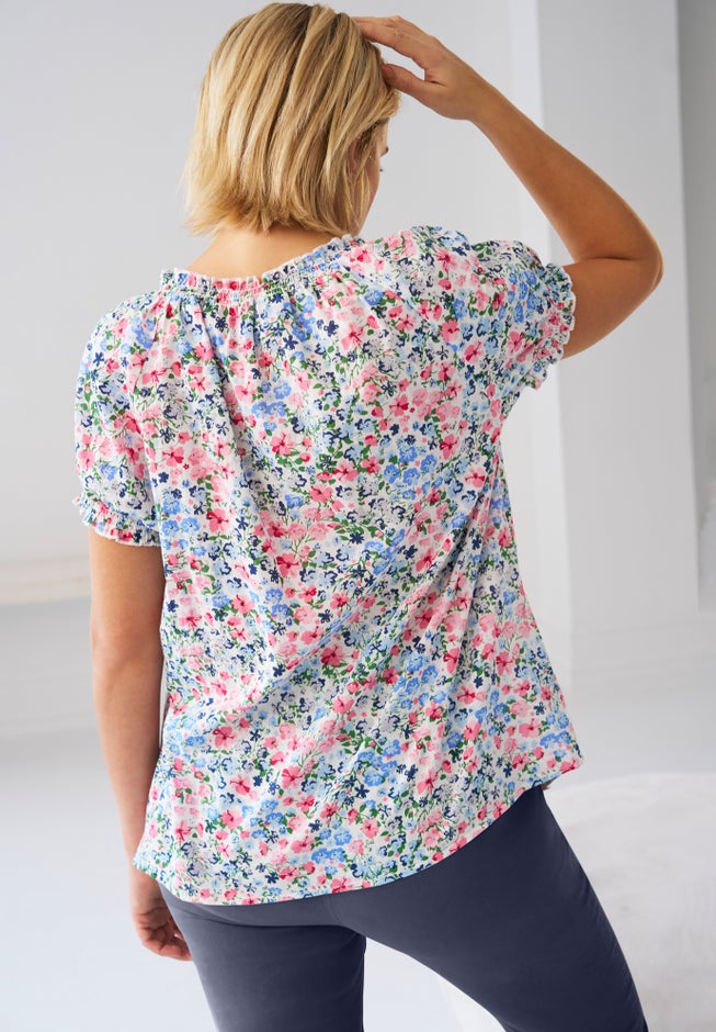 Ruffle Trim Peasant Blouse image number 1