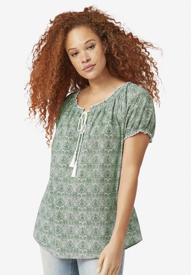 Ruffle Trim Peasant Blouse image number 0