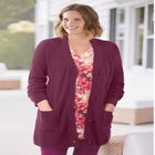 Shaker Button-Front Cardigan Sweater image number 0
