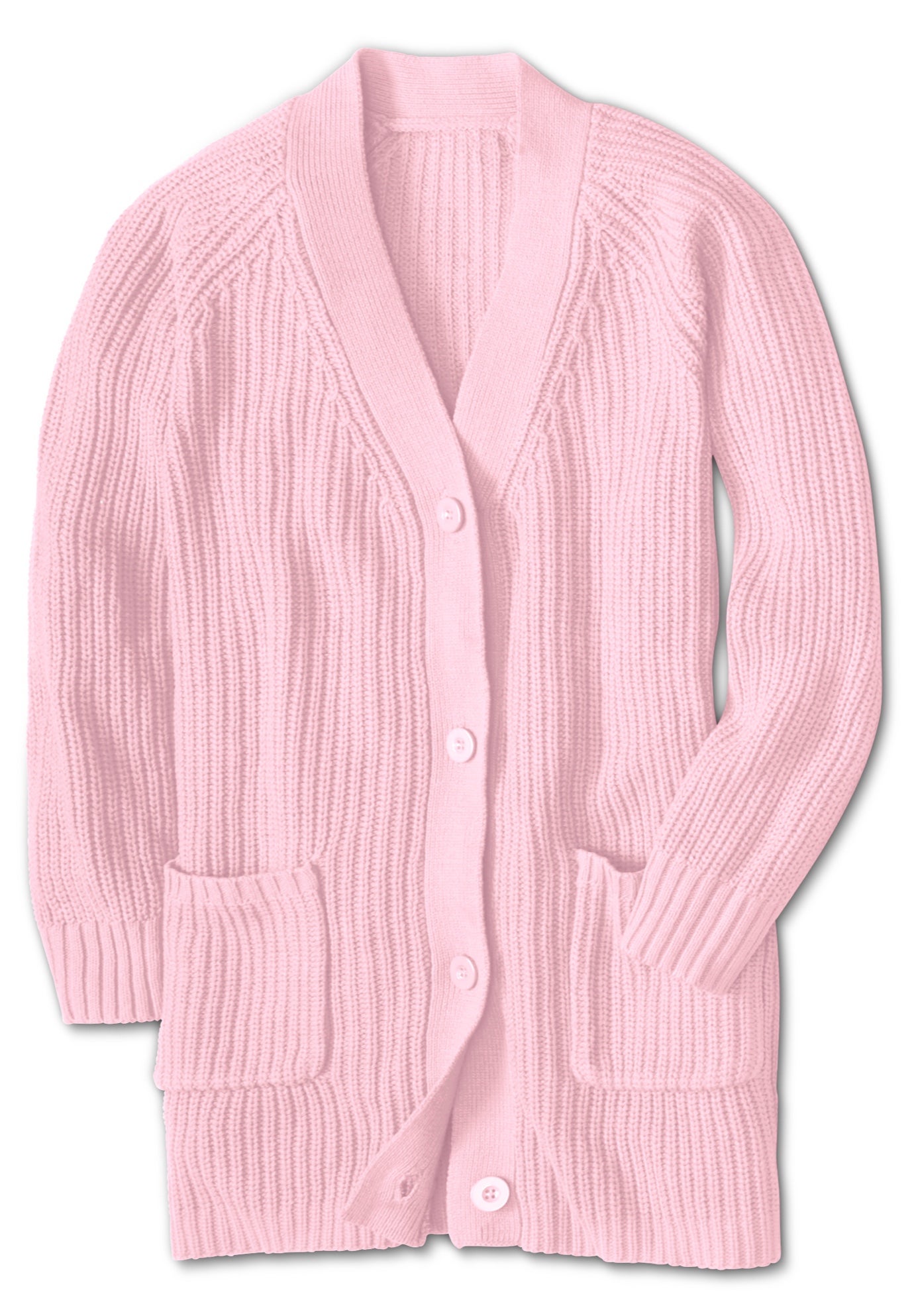 Button-Front Shaker Cardigan Sweater image number 3