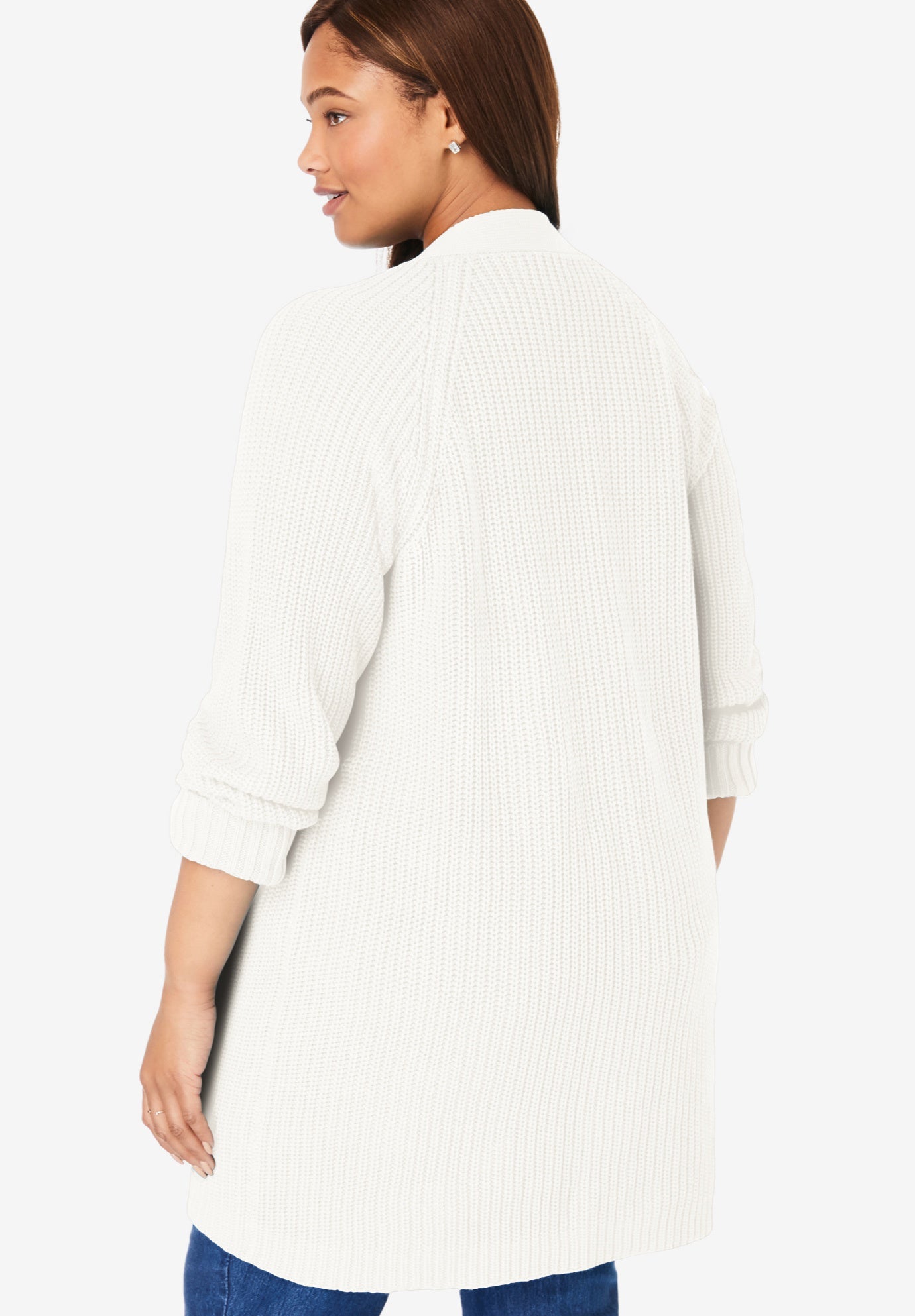 Shaker Button-Front Cardigan Sweater image number 2