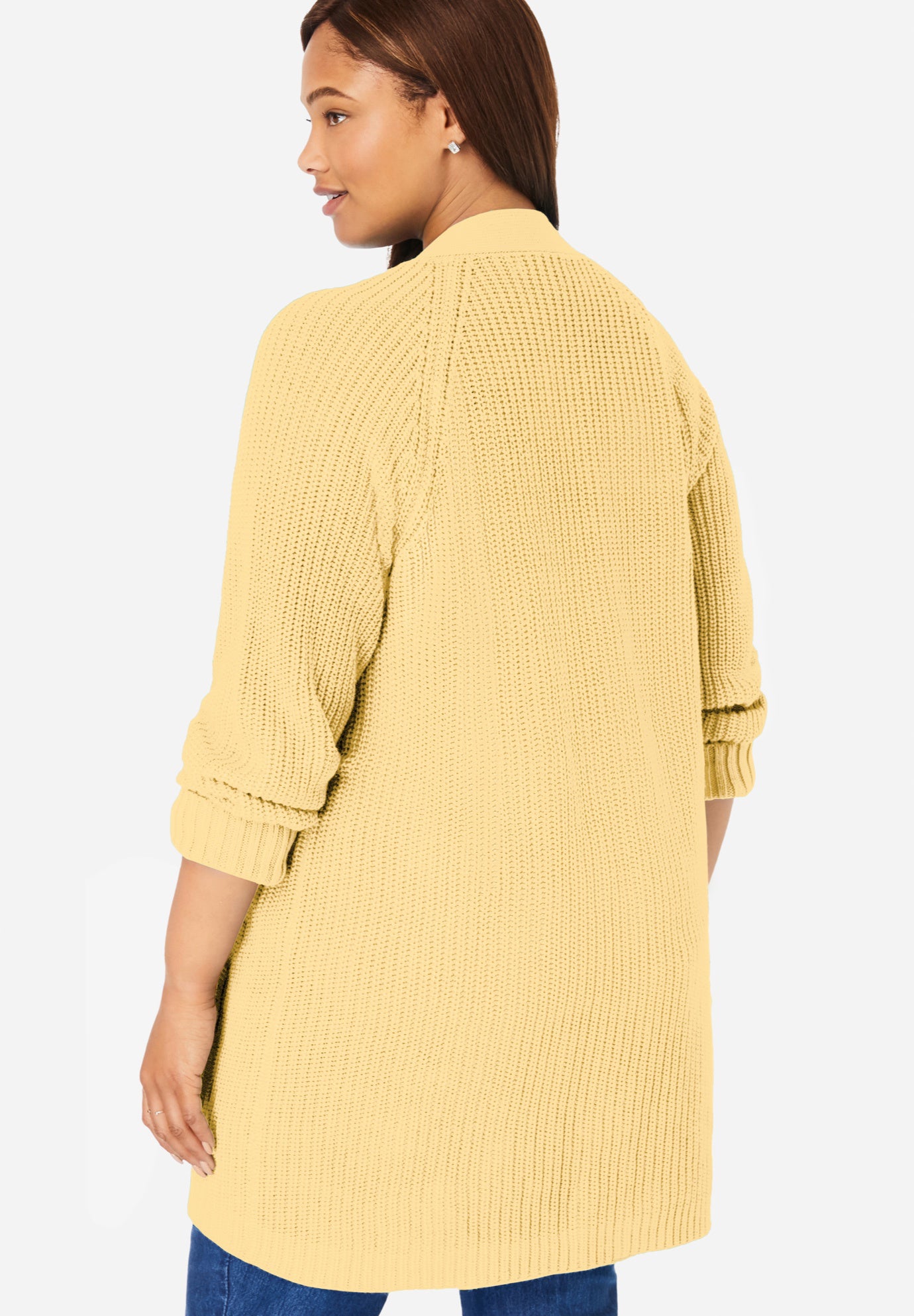Shaker Button-Front Cardigan Sweater image number 1