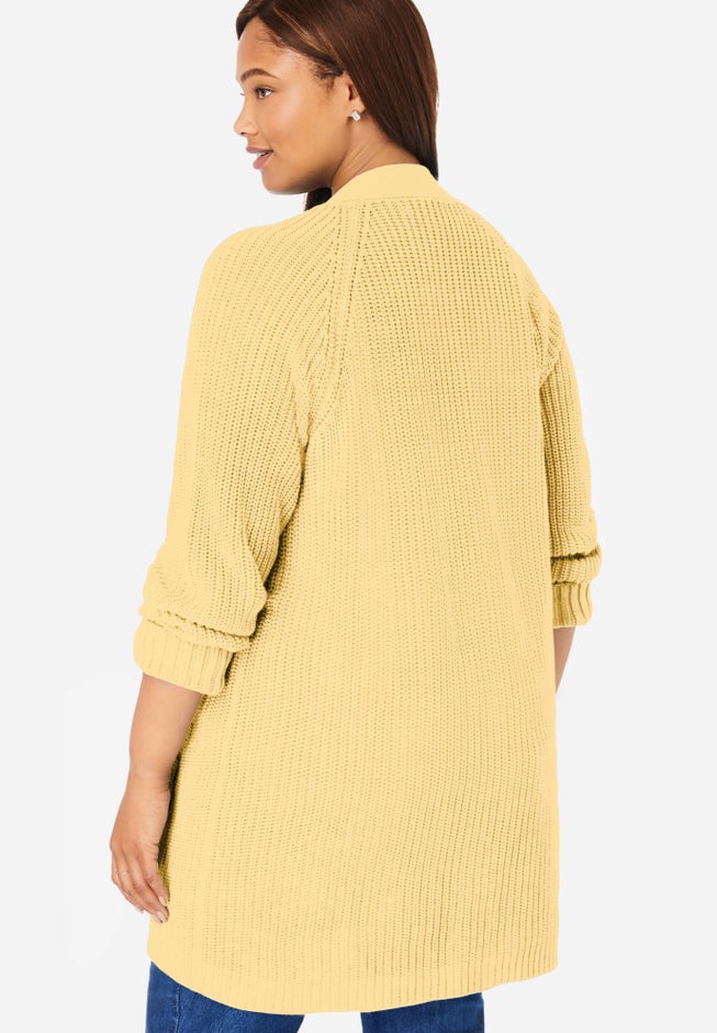 Shaker Button-Front Cardigan Sweater image number 1