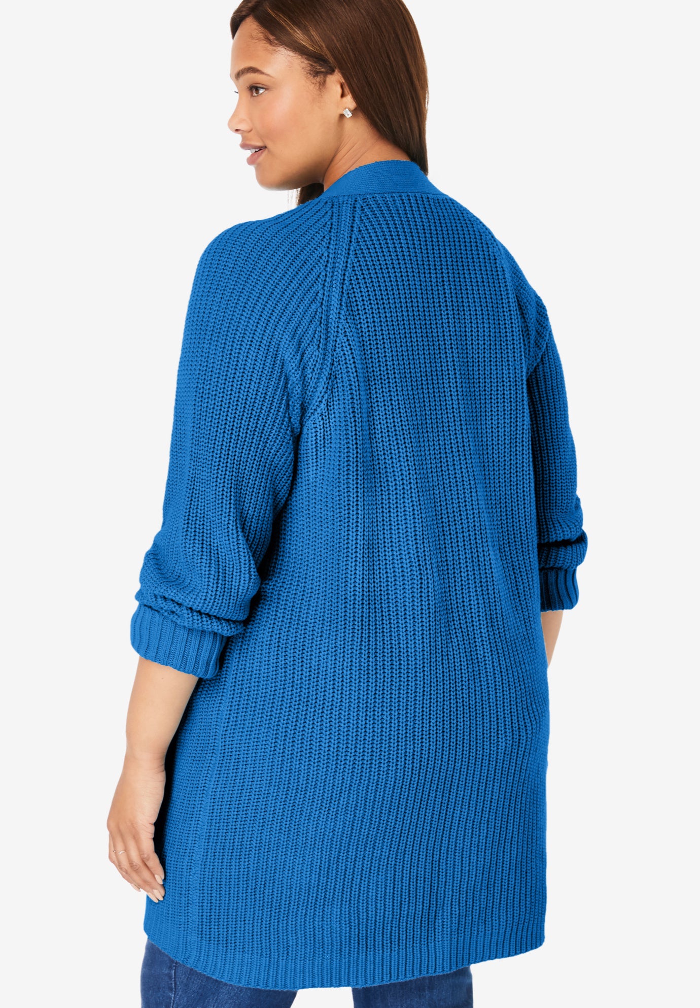 Shaker Button-Front Cardigan Sweater image number 1
