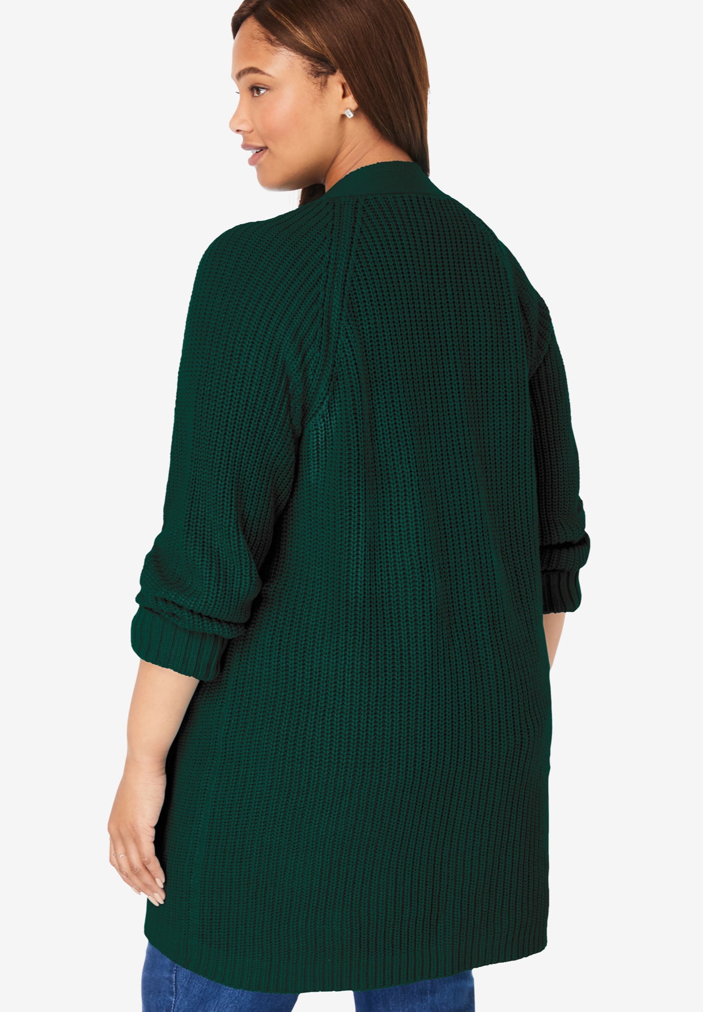 Shaker Button-Front Cardigan Sweater image number 2