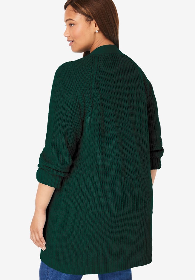 Shaker Button-Front Cardigan Sweater image number 2