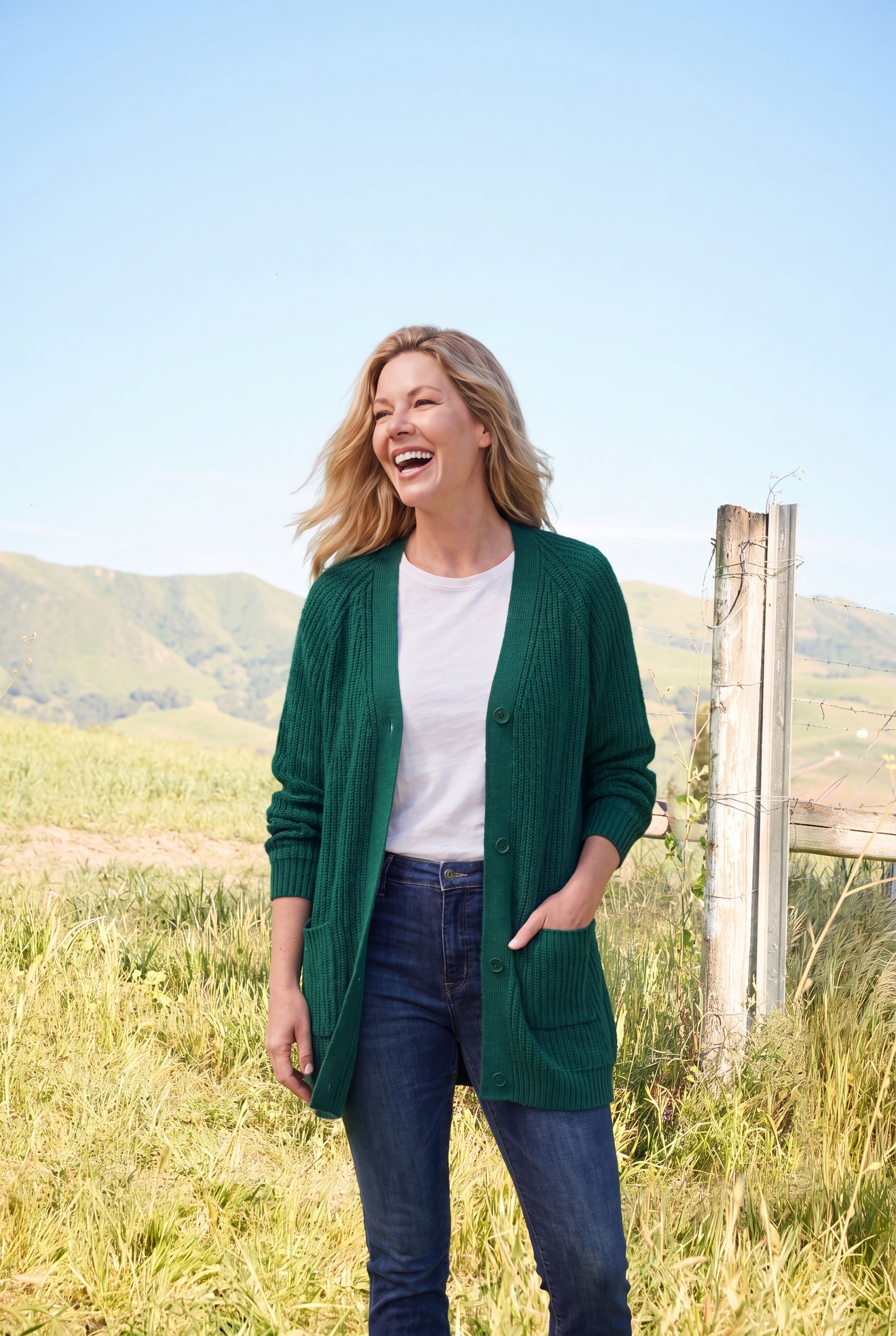 Shaker Button-Front Cardigan Sweater image number 1
