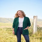 Shaker Button-Front Cardigan Sweater image number 1