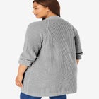 Button-Front Shaker Cardigan Sweater image number null