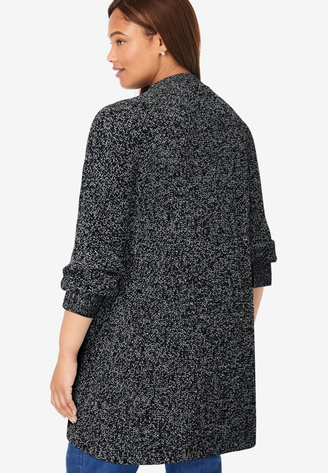 Shaker Button-Front Cardigan Sweater image number 1
