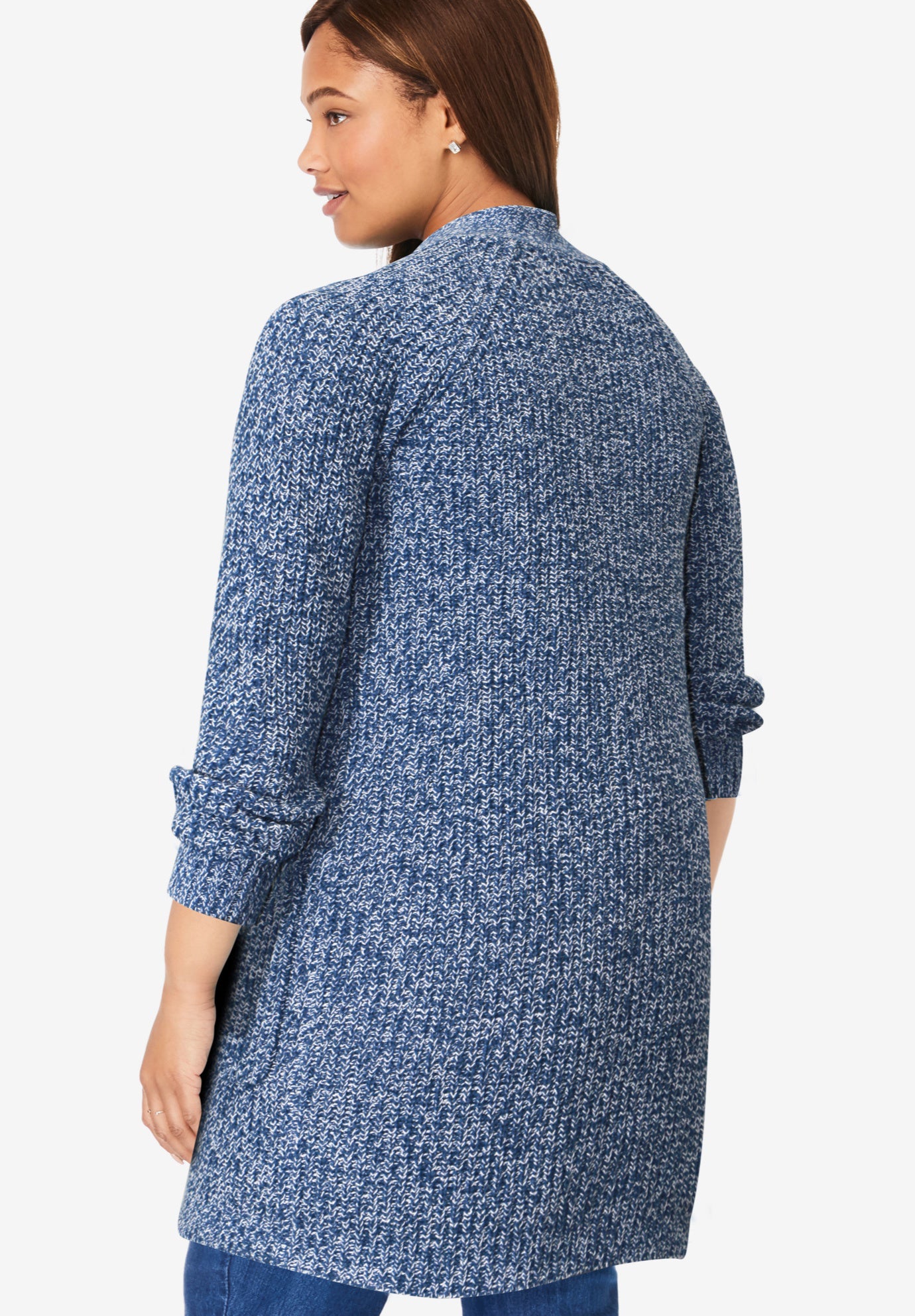 Shaker Button-Front Cardigan Sweater image number 1
