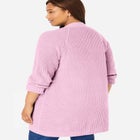 Button-Front Shaker Cardigan Sweater image number null