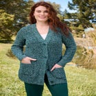 Shaker Button-Front Cardigan Sweater image number 1