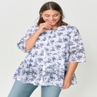 Tiered Floral 3/4 Sleeve Tunic image number null