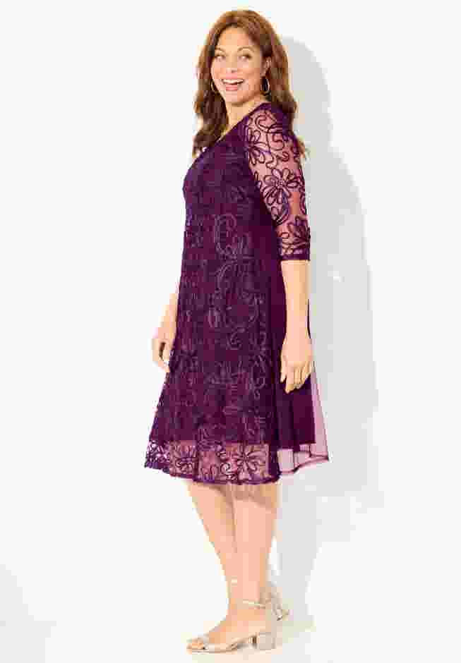 A-Line Embroidered Midi Dress image number 2