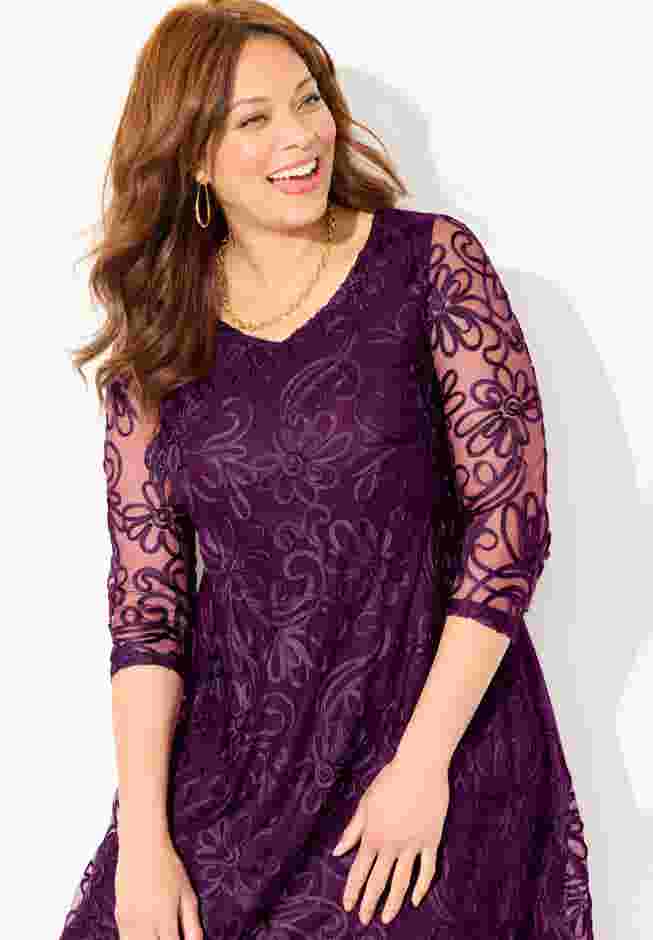 A-Line Embroidered Midi Dress image number 3