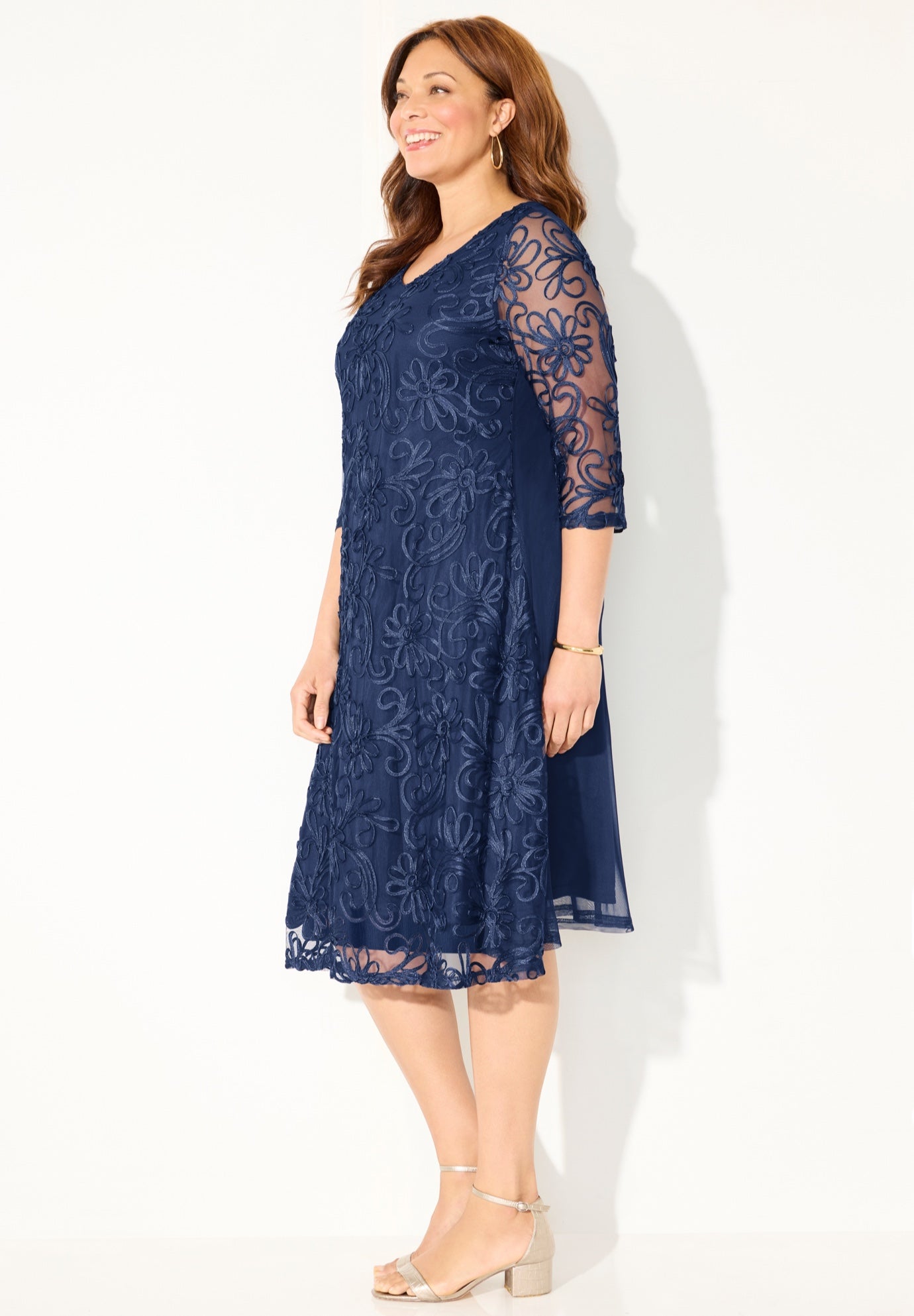 A-Line Embroidered Midi Dress image number 2