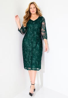 A-Line Embroidered Midi Dress