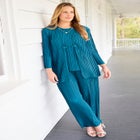 Shiny Pleated Knit 3-Piece Pant Set image number null