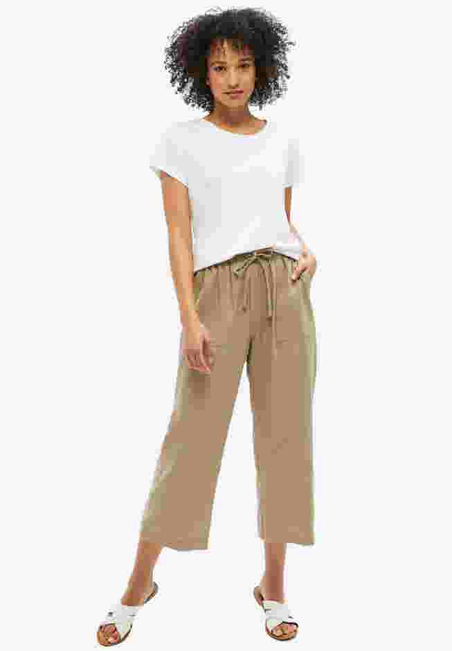 Linen-Blend Drawstring Capris image number 0
