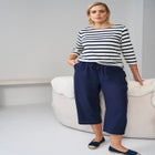 Linen-Blend Drawstring Elastic Waist Relaxed Fit Capris image number null