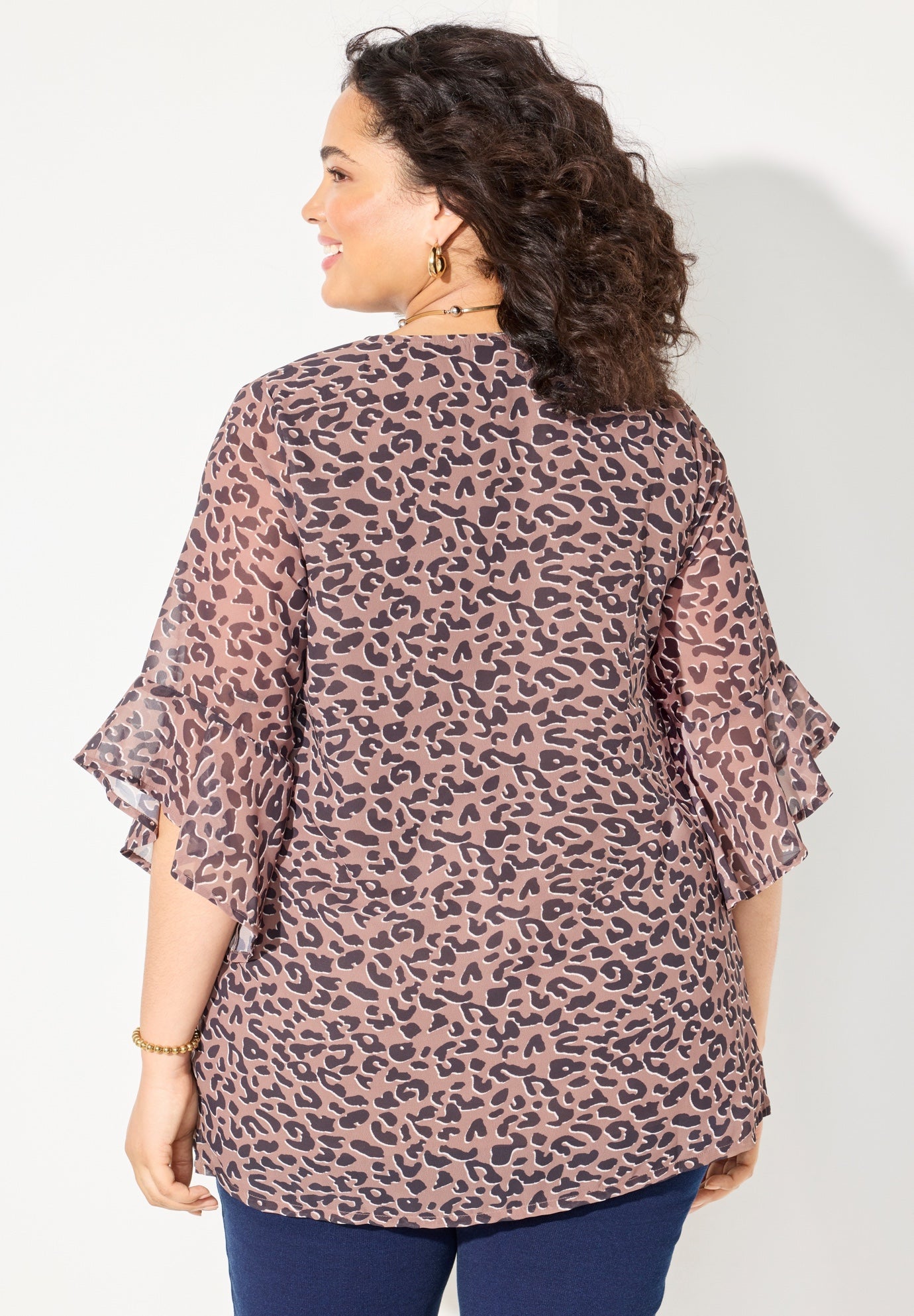 V-Neck Bell-Sleeve Georgette Blouse image number 2