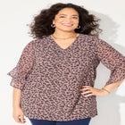 V-Neck Bell-Sleeve Georgette Blouse image number null