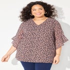 V-Neck Bell-Sleeve Georgette Blouse image number null