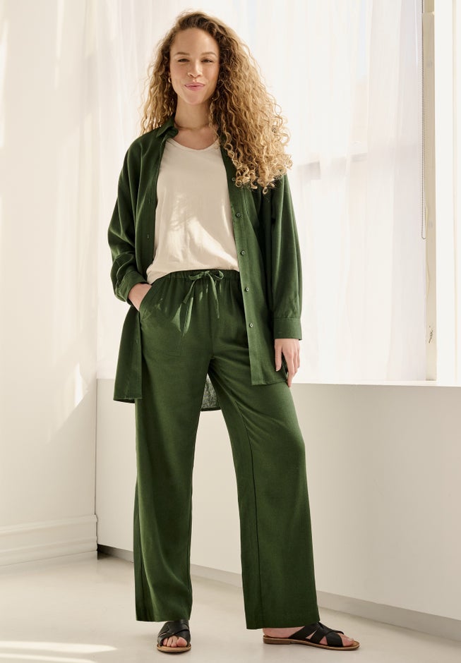 Linen-Blend Drawstring Pants image number 3
