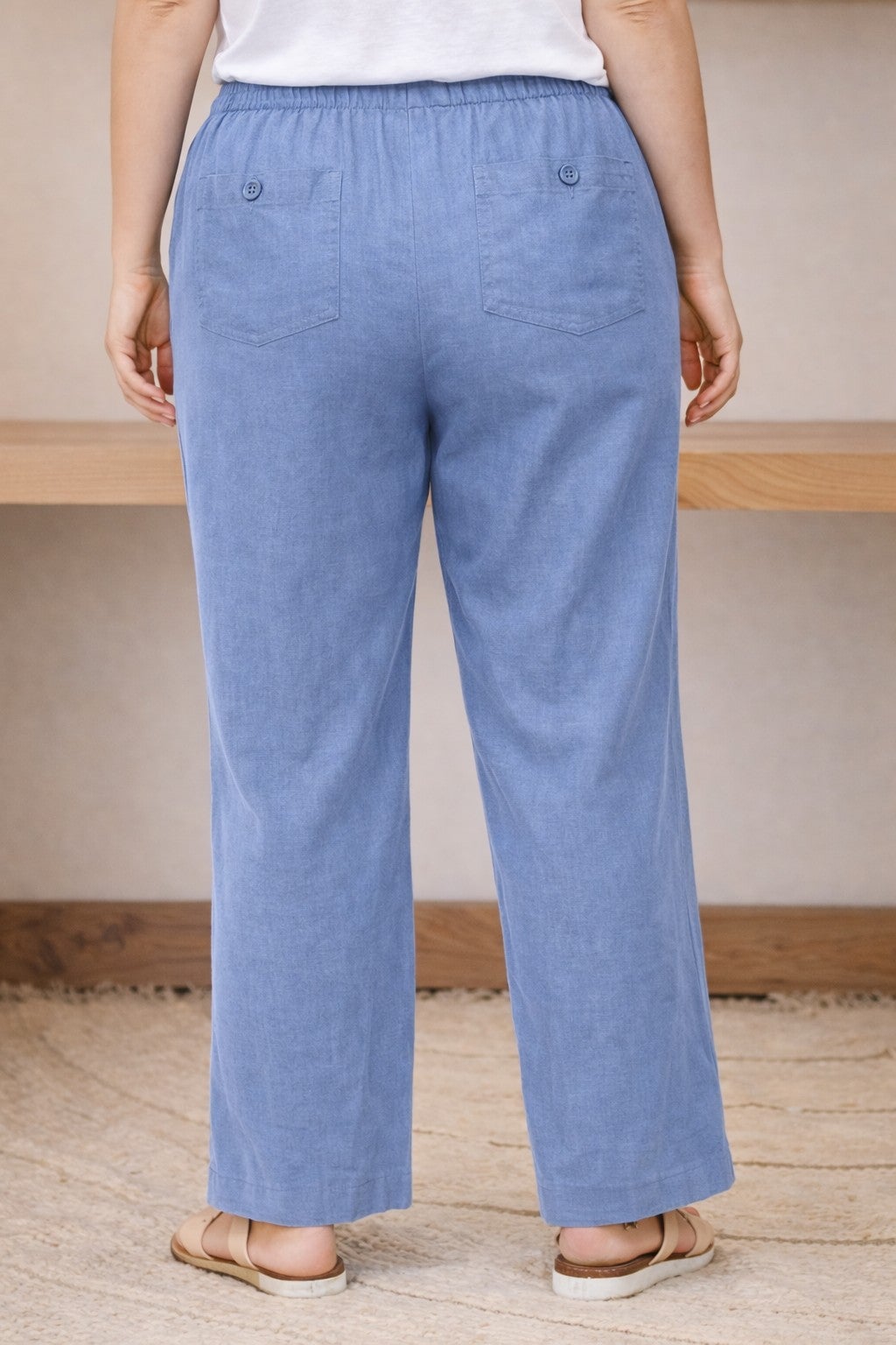 Linen-Blend Elastic Waist Drawstring Relaxed Pant image number 1