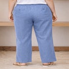 Linen-Blend Elastic Waist Drawstring Relaxed Pant image number null