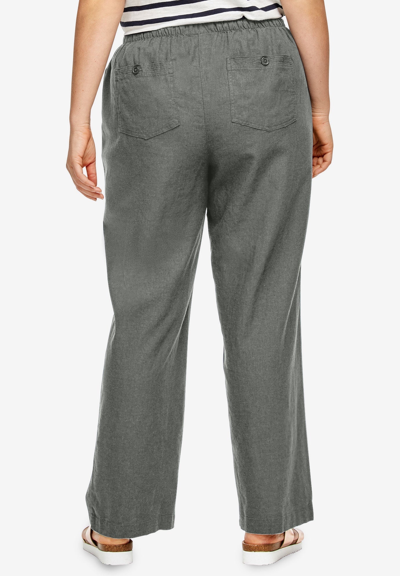 Linen-Blend Drawstring Pants image number 1