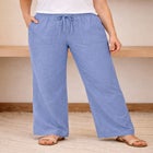 Linen-Blend Elastic Waist Drawstring Relaxed Pant image number null