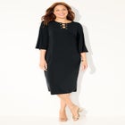 Bell-Sleeve Lace-Up Shift Dress image number null