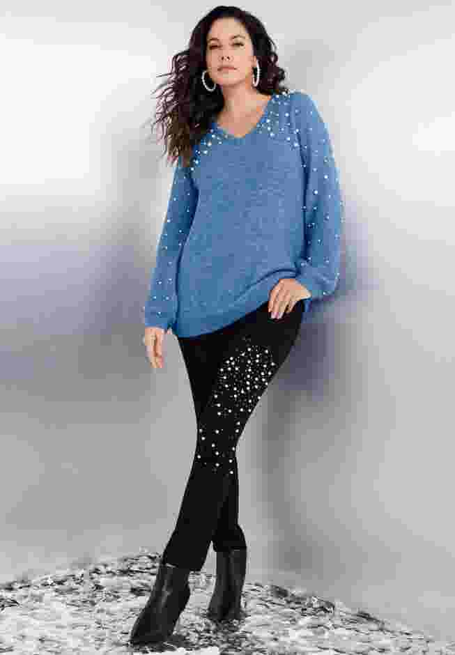 Embellished Pullover Sweater with Blouson Sleeves image number 2