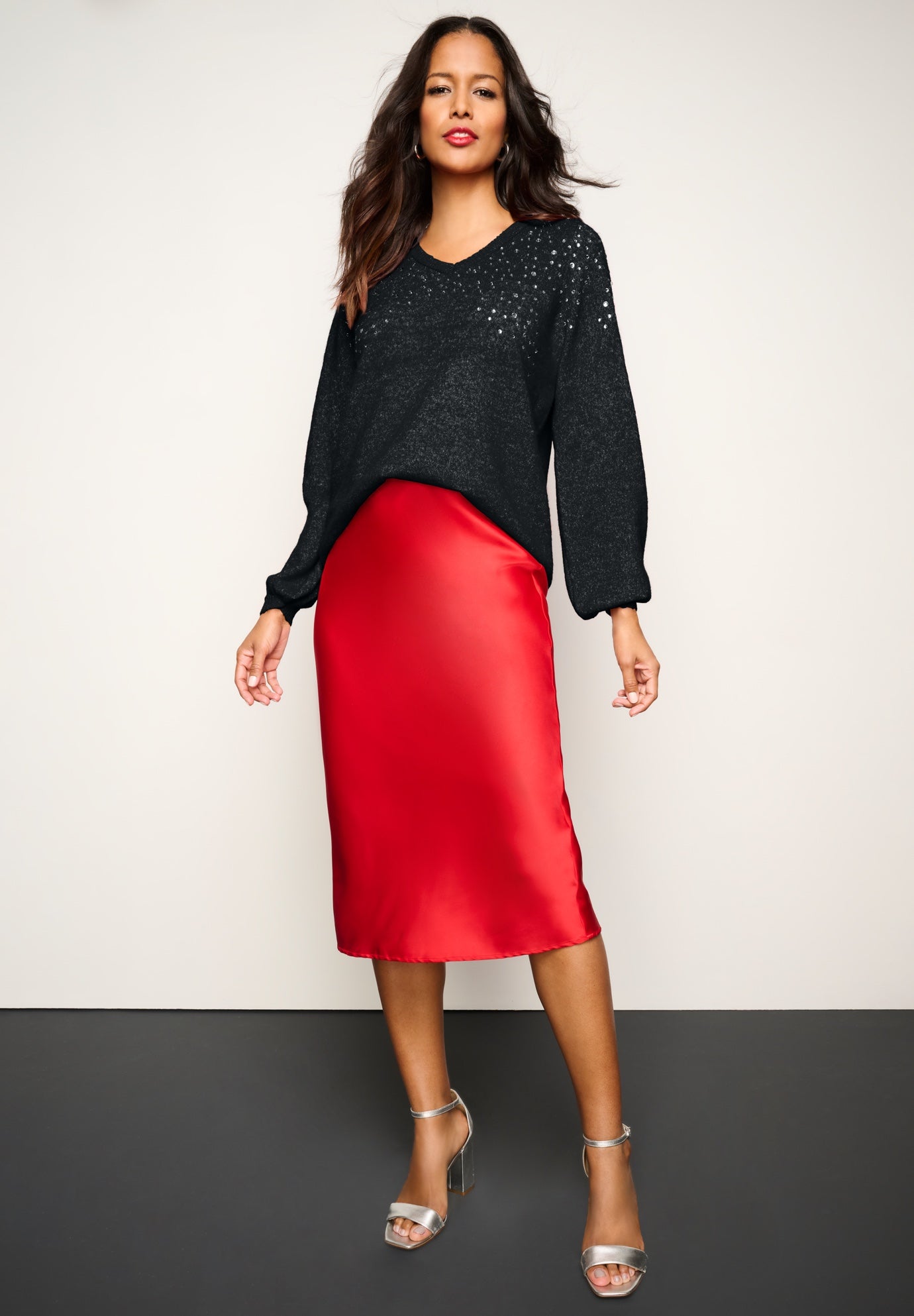 Embellished Pullover Sweater with Blouson Sleeves image number 0