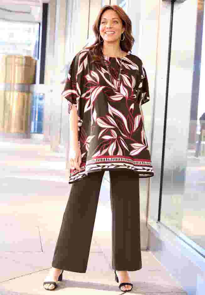 Printed Boatneck Poncho image number 0