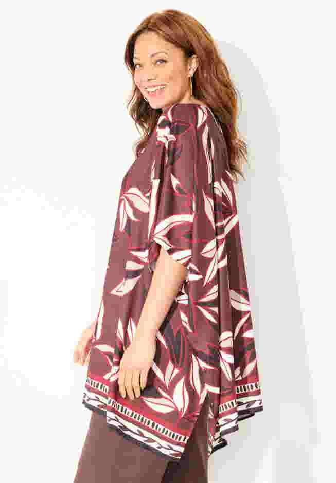Printed Boatneck Poncho image number 3