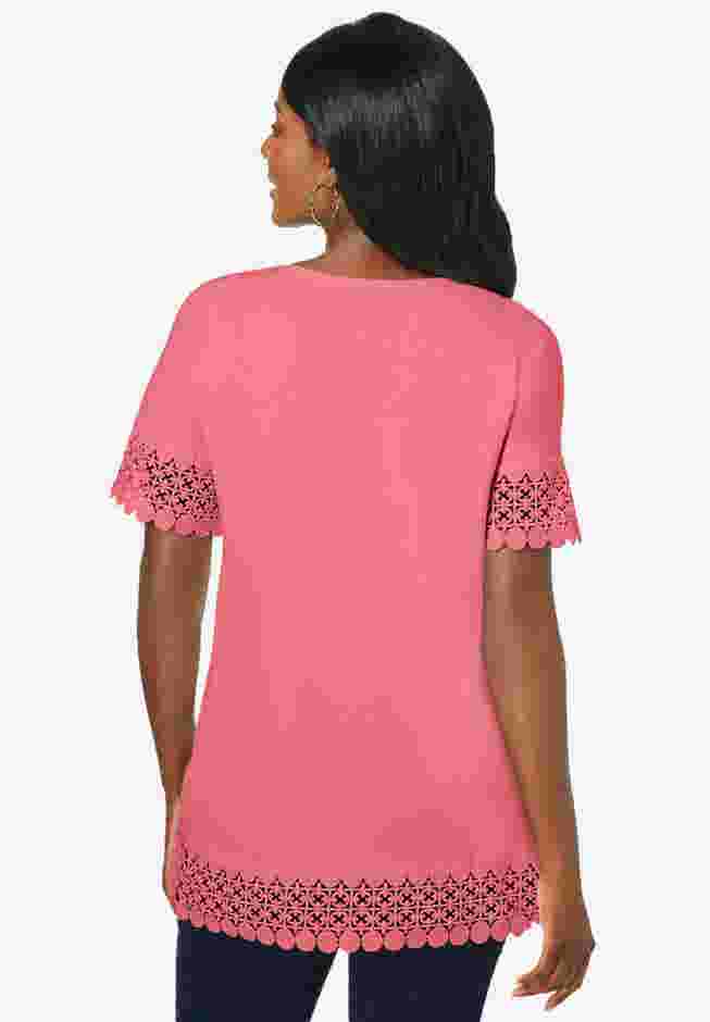 Stretch Cotton Crochet Trim Tunic image number 1