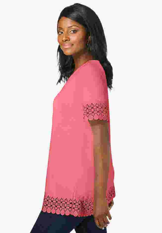Stretch Cotton Crochet Trim Tunic image number 2