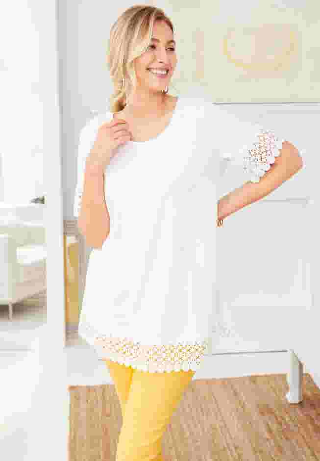Stretch Cotton Crochet Trim Tunic image number 3