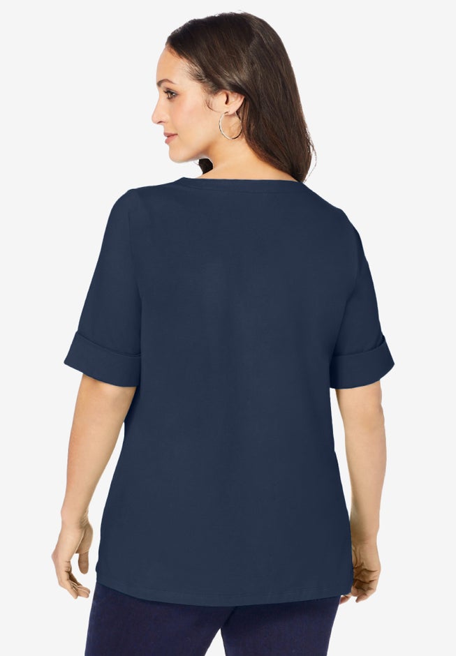 Stretch Cotton Cuff Tee image number 1