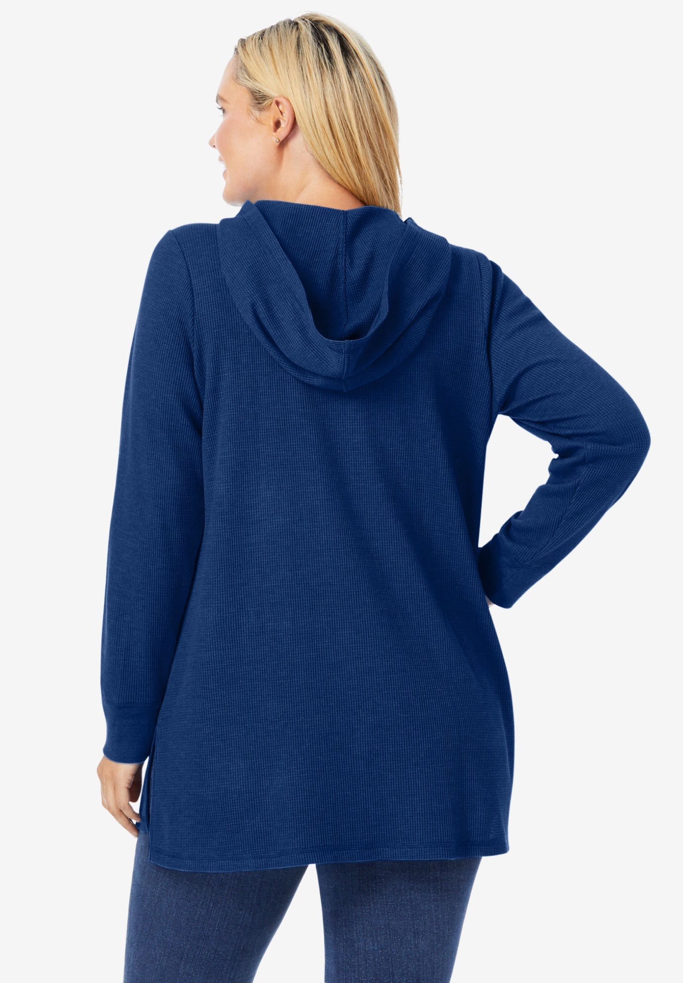 Waffle-Thermal Lace-Up Hoodie image number 1