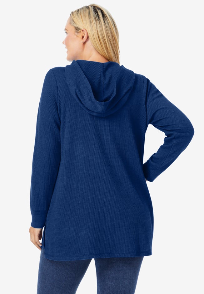 Waffle-Thermal Lace-Up Hoodie image number 1