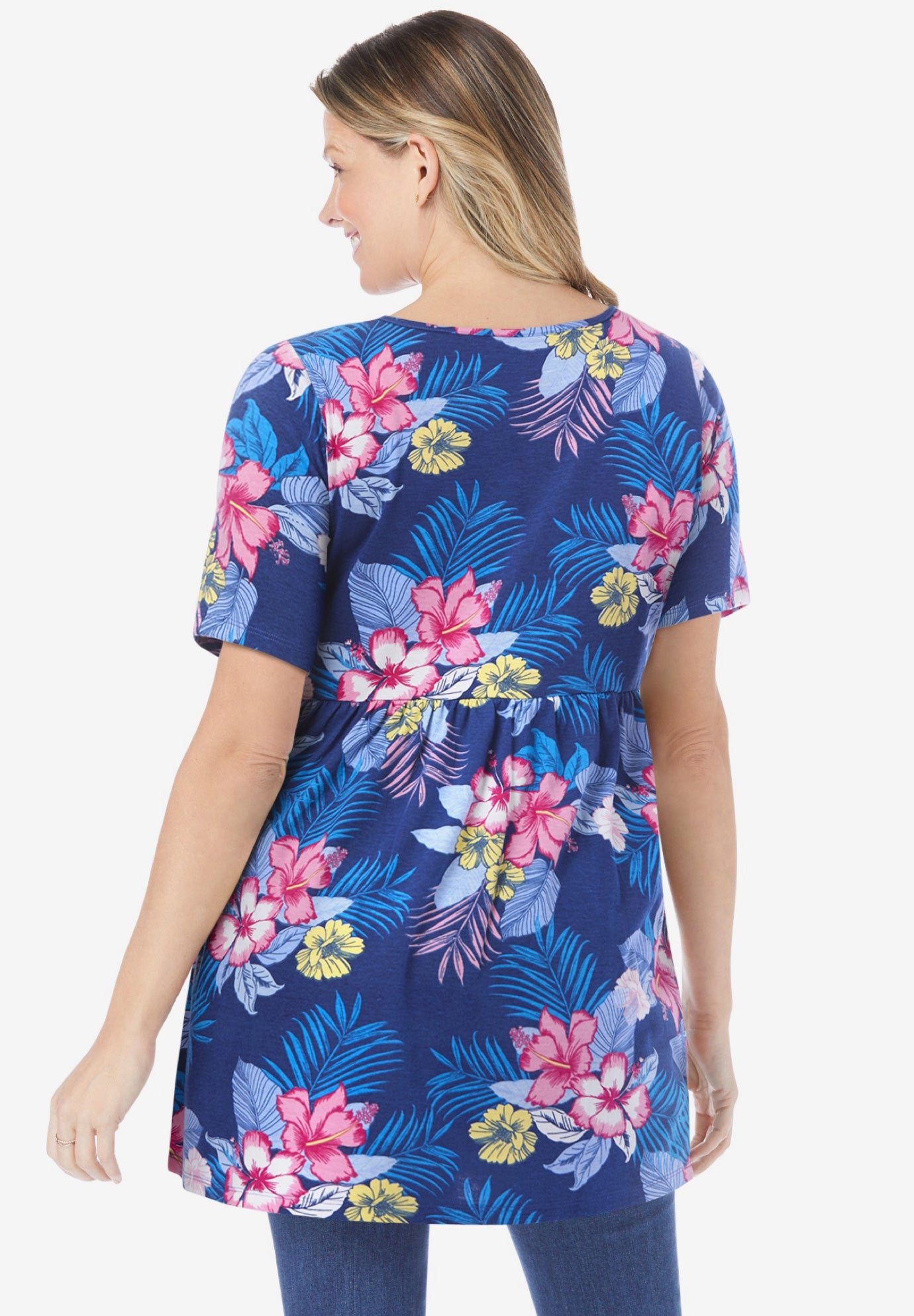 Short-Sleeve Empire Waist Tunic image number 1