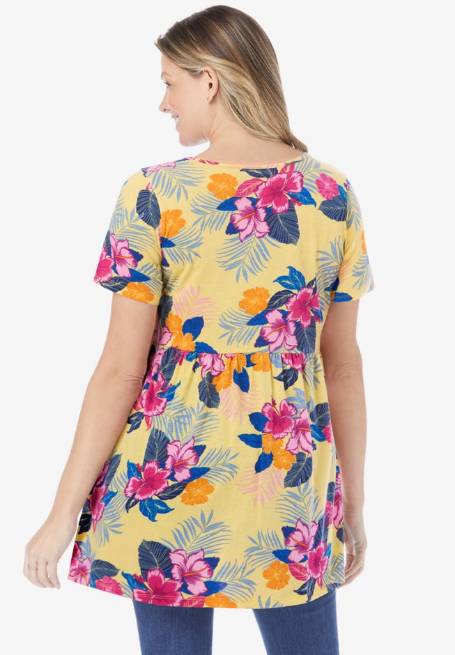 Short-Sleeve Empire Waist Tunic image number 1