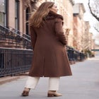 Long Wool-Blend Coat with Faux Fur Collar image number 1