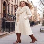 Long Wool-Blend Coat with Faux Fur Collar image number 1