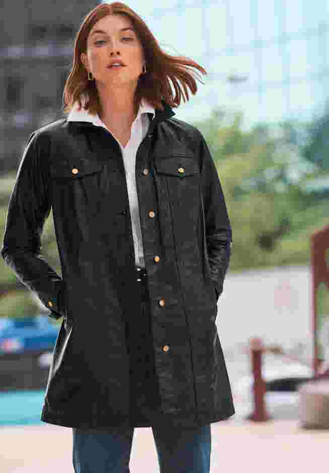Long Leather Jacket image number 0